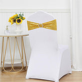 Lofaris Gold Sequin Buckles Banquet Chair Sash Band Bows